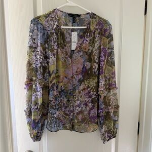 White House Black Market Multicolor Floral Blouse